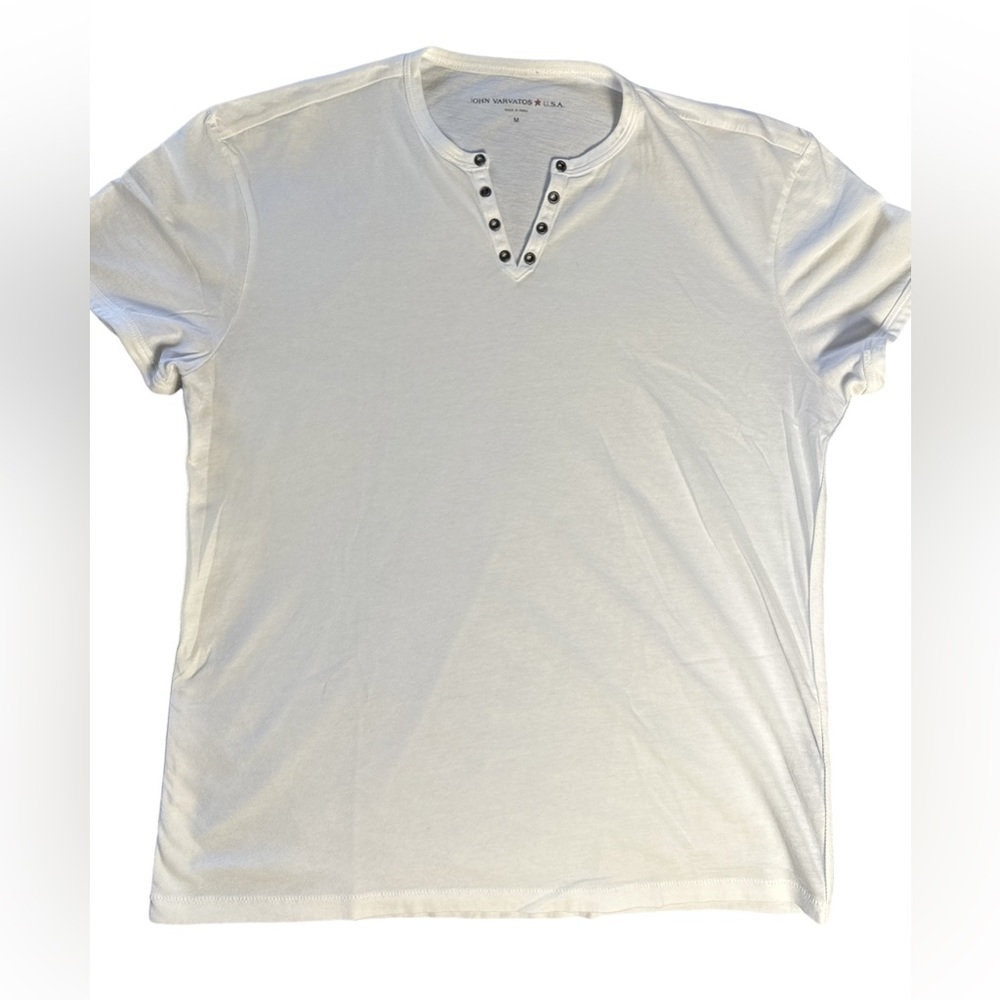 John Varvatos Men’s HENLEY Short Sleeve T-Shirt - Medium